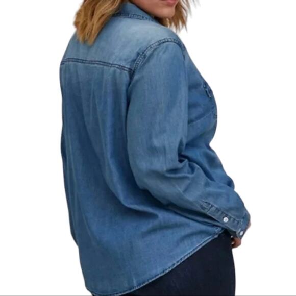 Torrid Denim Blue Button Up Shirt Sz.3 - Picture 4 of 16